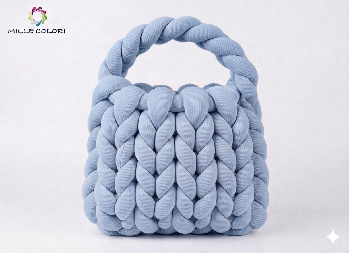 Filato Marshmallow a Coste 500g Blu Jeans per Borse – Mille Colori - WE MAKE DIY - MILLE COLORI