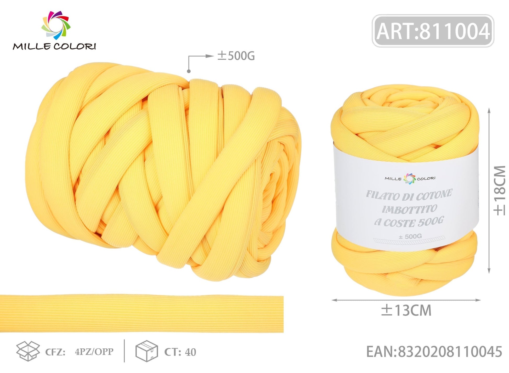 Filato Marshmallow a Coste 500g Giallo Senape per Borse – Mille Colori - WE MAKE DIY - MILLE COLORI