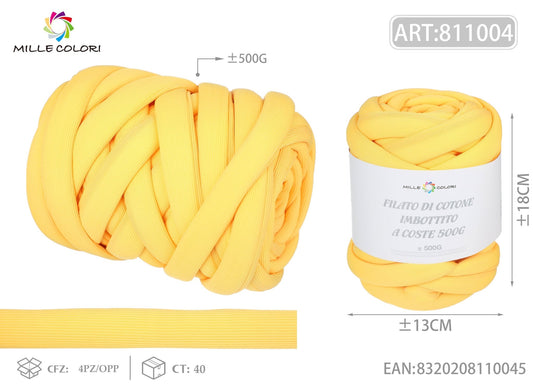 Filato Marshmallow a Coste 500g Giallo Senape per Borse – Mille Colori - WE MAKE DIY - MILLE COLORI