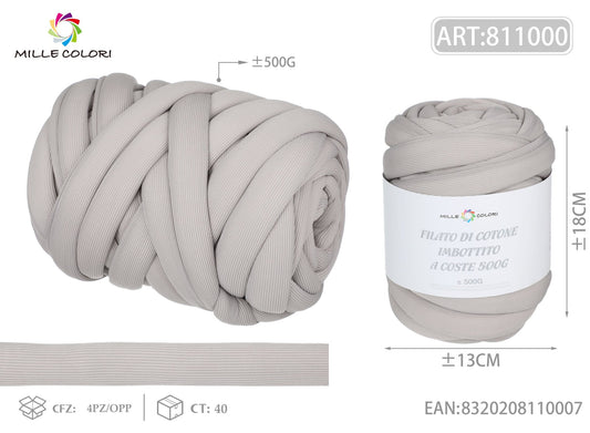 Filato Marshmallow a Coste 500g Grigio per Borse – Mille Colori - WE MAKE DIY - MILLE COLORI