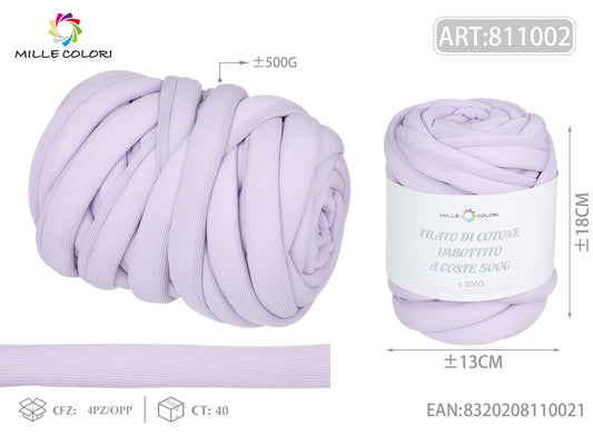 Filato Marshmallow a Coste 500g Lilla Chiaro per Borse – Mille Colori - WE MAKE DIY - MILLE COLORI