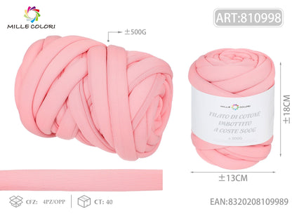 Filato Marshmallow a Coste 500g Rosa per Borse – Mille Colori - WE MAKE DIY - MILLE COLORI