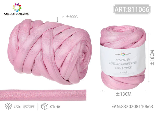 FILATO MARSHMALLOW COTONE IMBOTTITO CON LUREX 500G ROSA - MILLE COLORI - WE MAKE DIY - MILLE COLORI