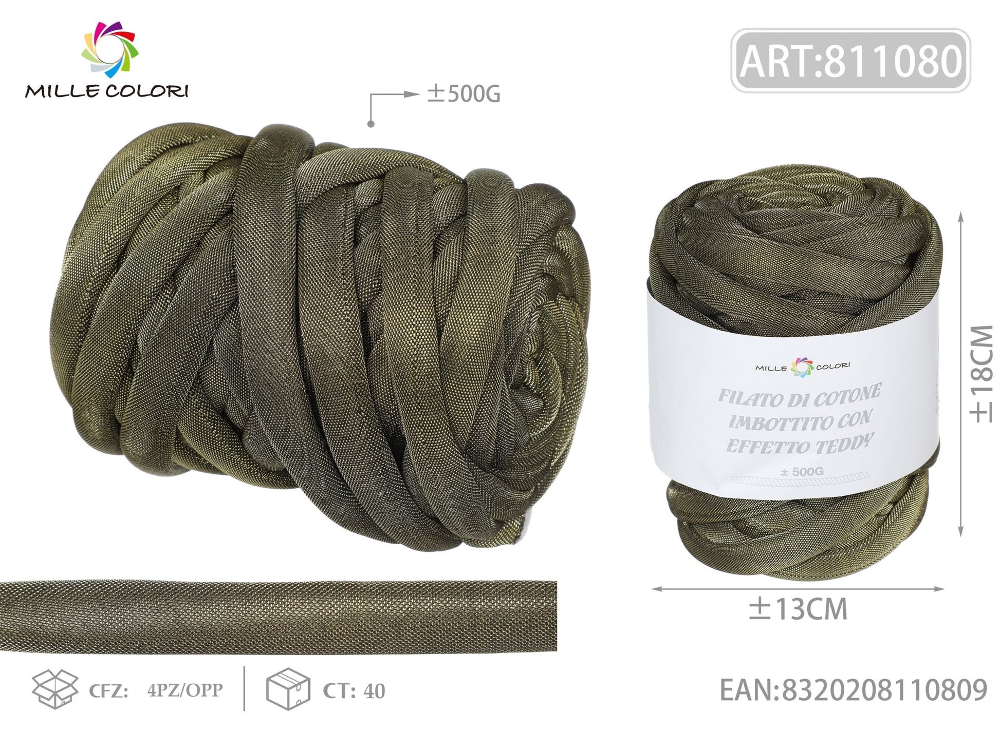 Filato Marshmallow Lurex Mesh 500g Oro Chiaro Mille Colori per borse uncinetto