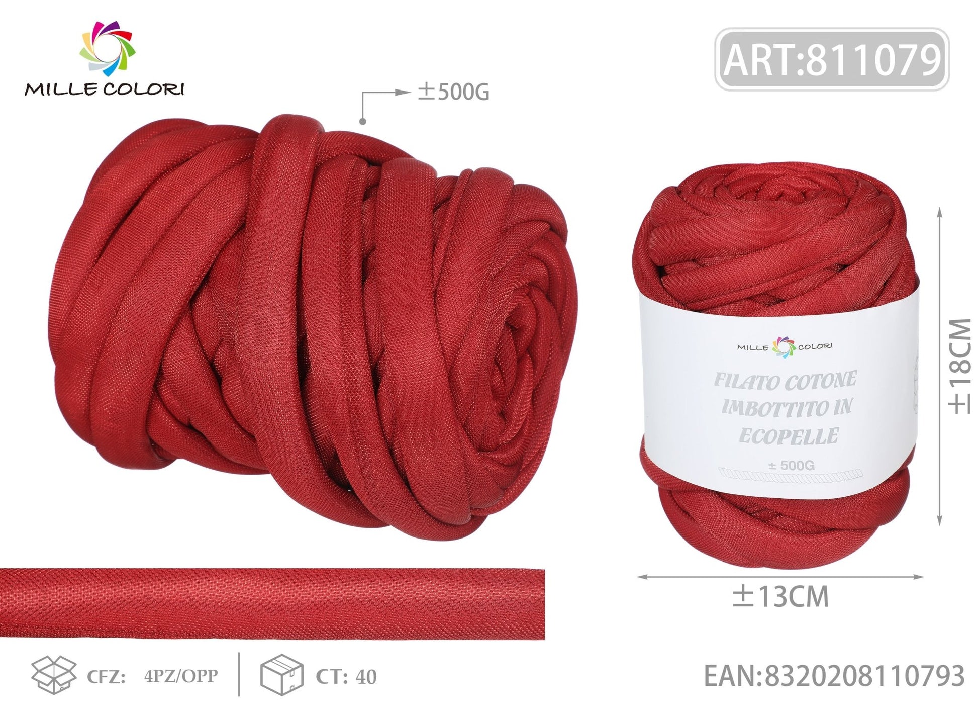 Filato Marshmallow Lurex Mesh 500g Rosso Mille Colori per borse uncinetto