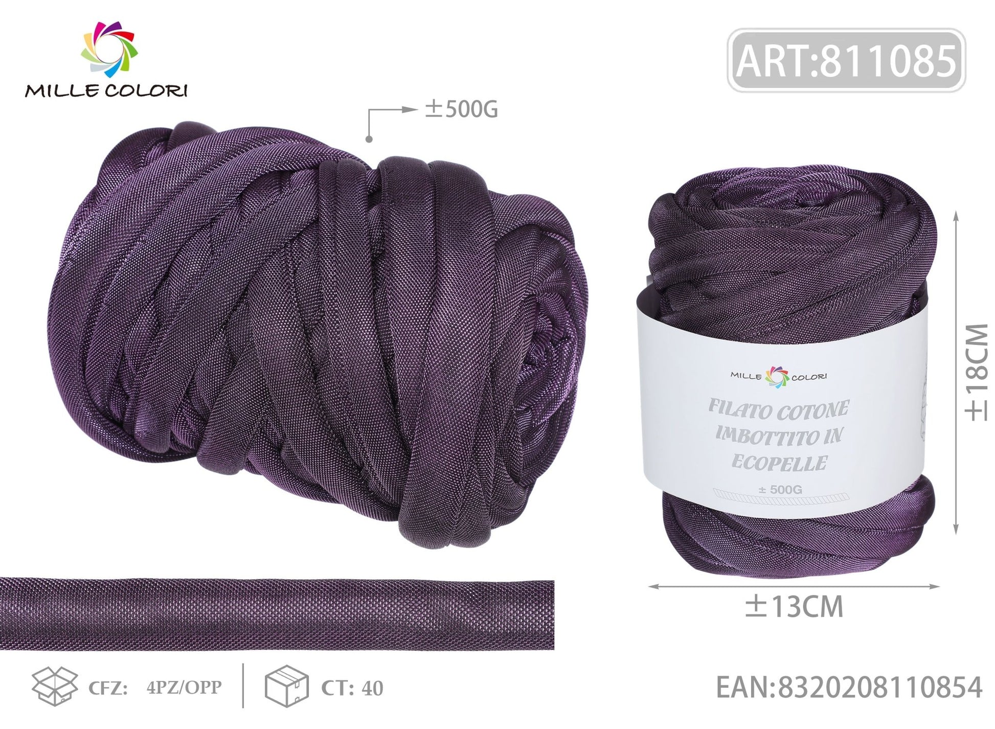 Filato Marshmallow Lurex Mesh 500g Viola Mille Colori per borse uncinetto