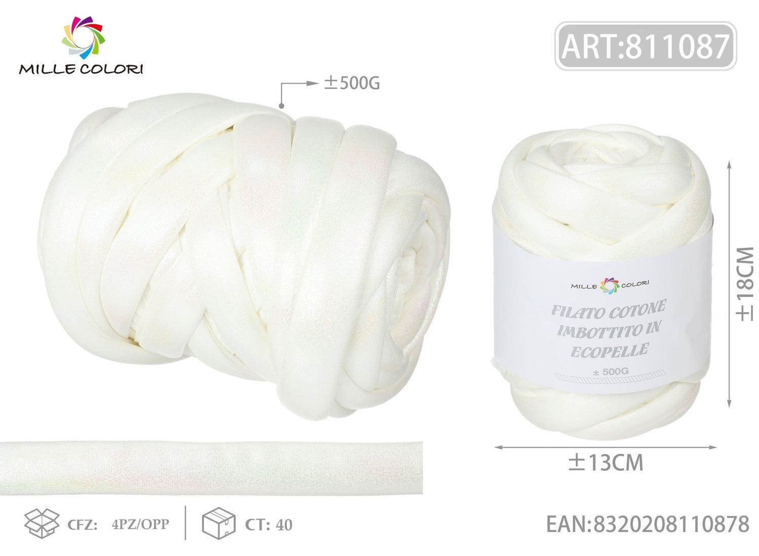 FILATO MARSHMALLOW IRIDESCENTE 500G BIANCO - MILLE COLORI - WE MAKE DIY - MILLE COLORI