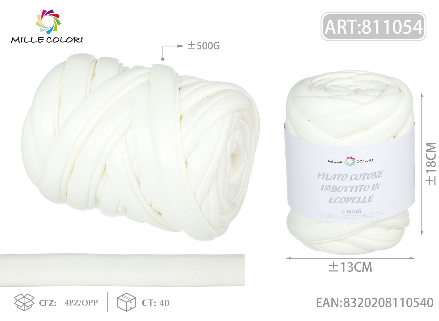 FILATO MARSHMALLOW IN ECOPELLE 500G BIANCO - MILLE COLORI - WE MAKE DIY - MILLE COLORI