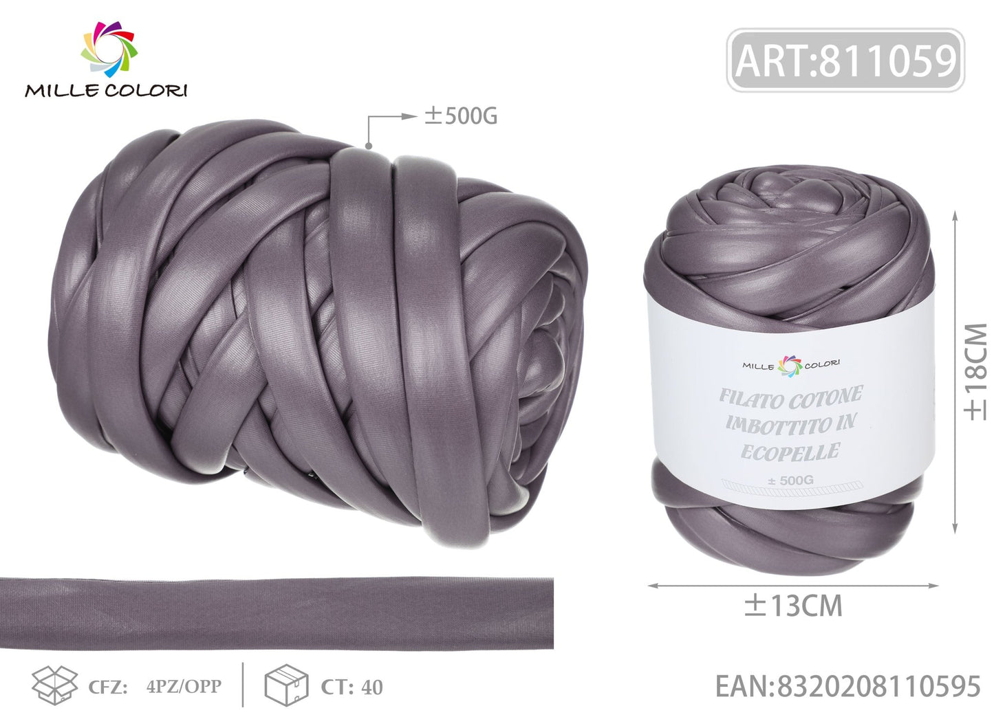Filato Marshmallow Ecopelle 500g Lilla Chiaro Mille Colori per borse uncinetto