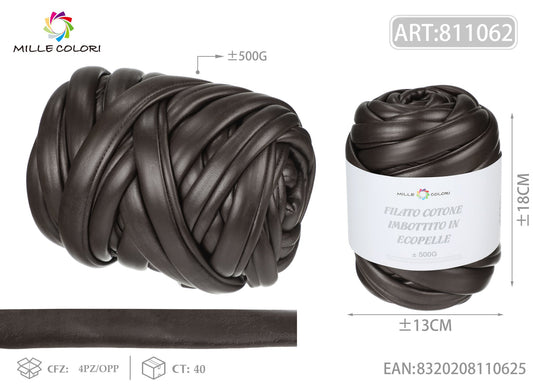 FILATO MARSHMALLOW COTONE IMBOTTITO IN ECOPELLE 500G MARRONE SCURO - MILLE COLORI - WE MAKE DIY - MILLE COLORI