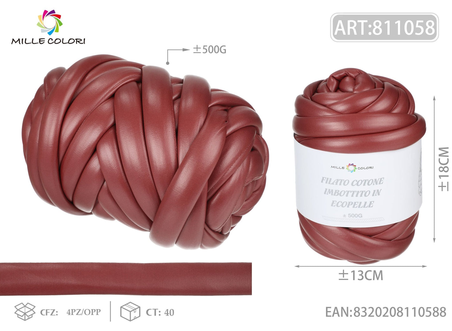 FILATO MARSHMALLOW IN ECOPELLE 500G ROSSO - MILLE COLORI - WE MAKE DIY - MILLE COLORI