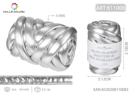 Argento – Filato Marshmallow Metallizzato 300 g – Tutti i Colori – Immagine 1 di 2