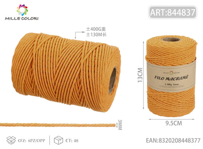 Arancio – Filo Macrame 5 mm 400 g/55 m – Tutti i Colori – Immagine 3 di 4