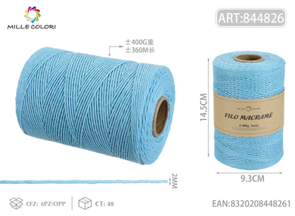 Azzurro – Filo Macrame 2 mm 400 g/360 m – Tutti i Colori – Immagine 1 di 4