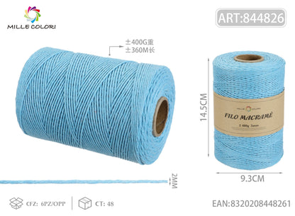 Azzurro – Filo Macrame 4 mm 400 g/75 m – Tutti i Colori – Immagine 2 di 4