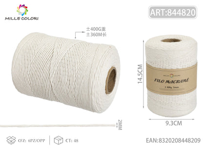 Beige – Filo Macrame 2 mm 400 g/360 m – Tutti i Colori – Immagine 1 di 4