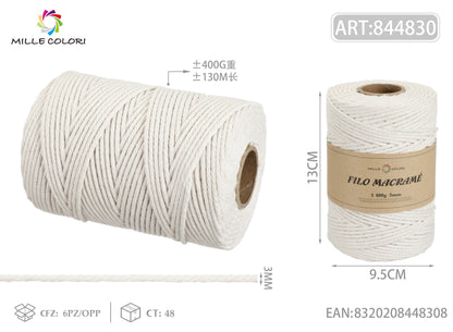 Beige – Filo Macrame 3 mm 400 g/130 m – Tutti i Colori – Immagine 1 di 4