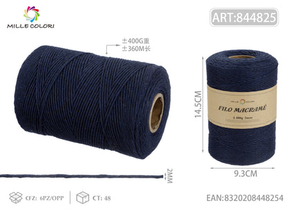 Blu Scuro – Filo Macrame 2 mm 400 g/360 m – Tutti i Colori – Immagine 1 di 4