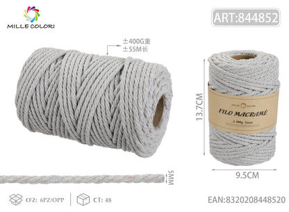 Grigio – Filo Macrame 4 mm 400 g/75 m – Tutti i Colori – Immagine 4 di 4