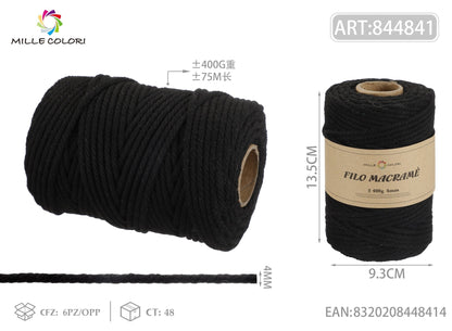 Nero – Filo Macrame 2 mm 400 g/360 m – Tutti i Colori – Immagine 3 di 4