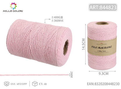 Rosa – Filo Macrame 2 mm 400 g/360 m – Tutti i Colori – Immagine 1 di 4