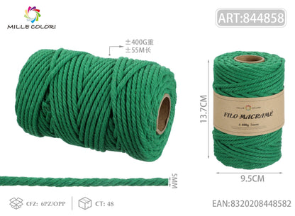 Verde – Filo Macrame 4 mm 400 g/75 m – Tutti i Colori – Immagine 4 di 4