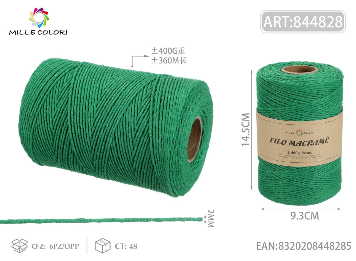 Verde – Filo Macrame 5 mm 400 g/55 m – Tutti i Colori – Immagine 2 di 4