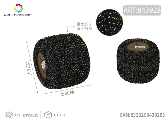 Filo ritorto di cotone con lurex 35G 75m - Nero/Oro - WE MAKE DIY - MILLE COLORI