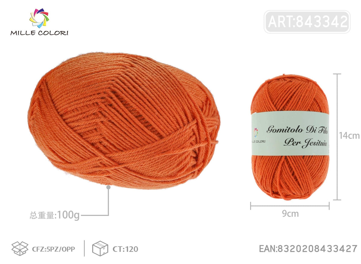 Arancione – Gomitolo di Filo Grosso 100 g – Tutti i Colori – Immagine 2 di 2