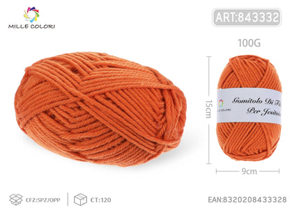 Arancione – Gomitolo di Filo Grosso 100 g – Tutti i Colori – Immagine 1 di 2