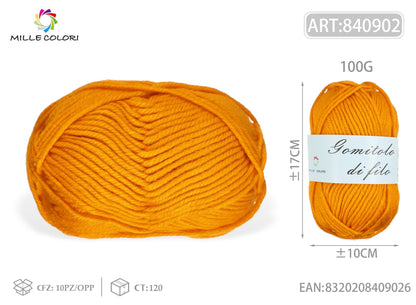 Arancione Dorato – Gomitolo di Filo Grosso 100 g – Tutti i Colori – Immagine 1 di 2