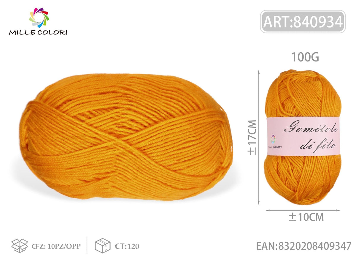 Arancione Dorato – Gomitolo di Filo Grosso 100 g – Tutti i Colori – Immagine 2 di 2