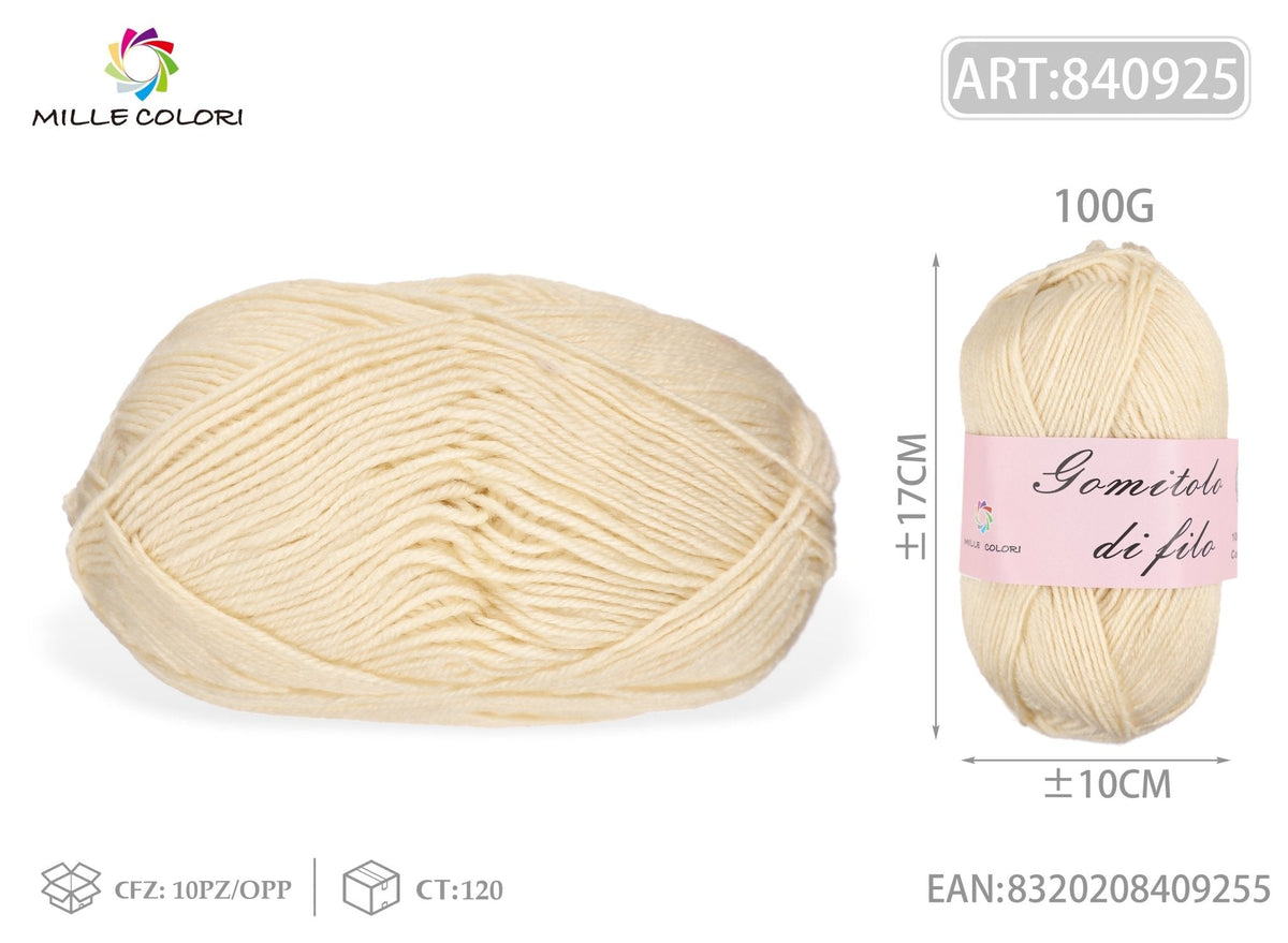 Beige – Gomitolo di Filo Grosso 100 g – Tutti i Colori – Immagine 2 di 2