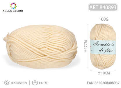 Beige – Gomitolo di Filo Grosso 100 g – Tutti i Colori – Immagine 1 di 2