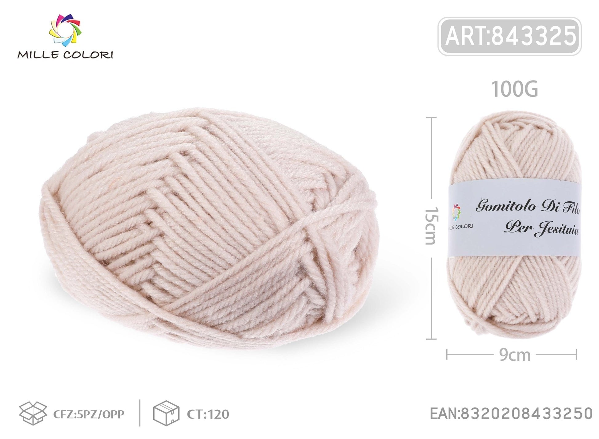 GOMITOLO DI FILO 100G Beige Sabbia - WE MAKE DIY - MILLE COLORI