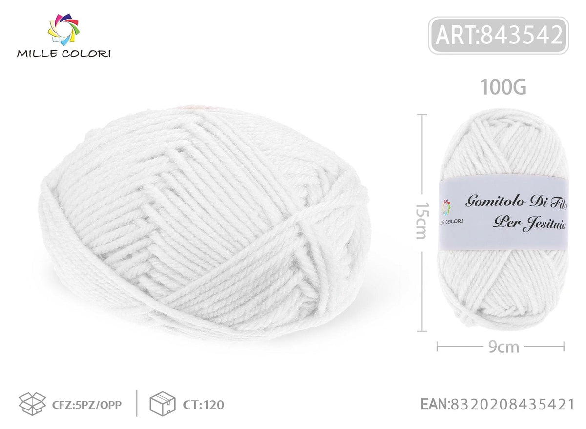 Bianco Sbiancato – Gomitolo di Filo Fine 100 g – Tutti i Colori – Immagine 2 di 2