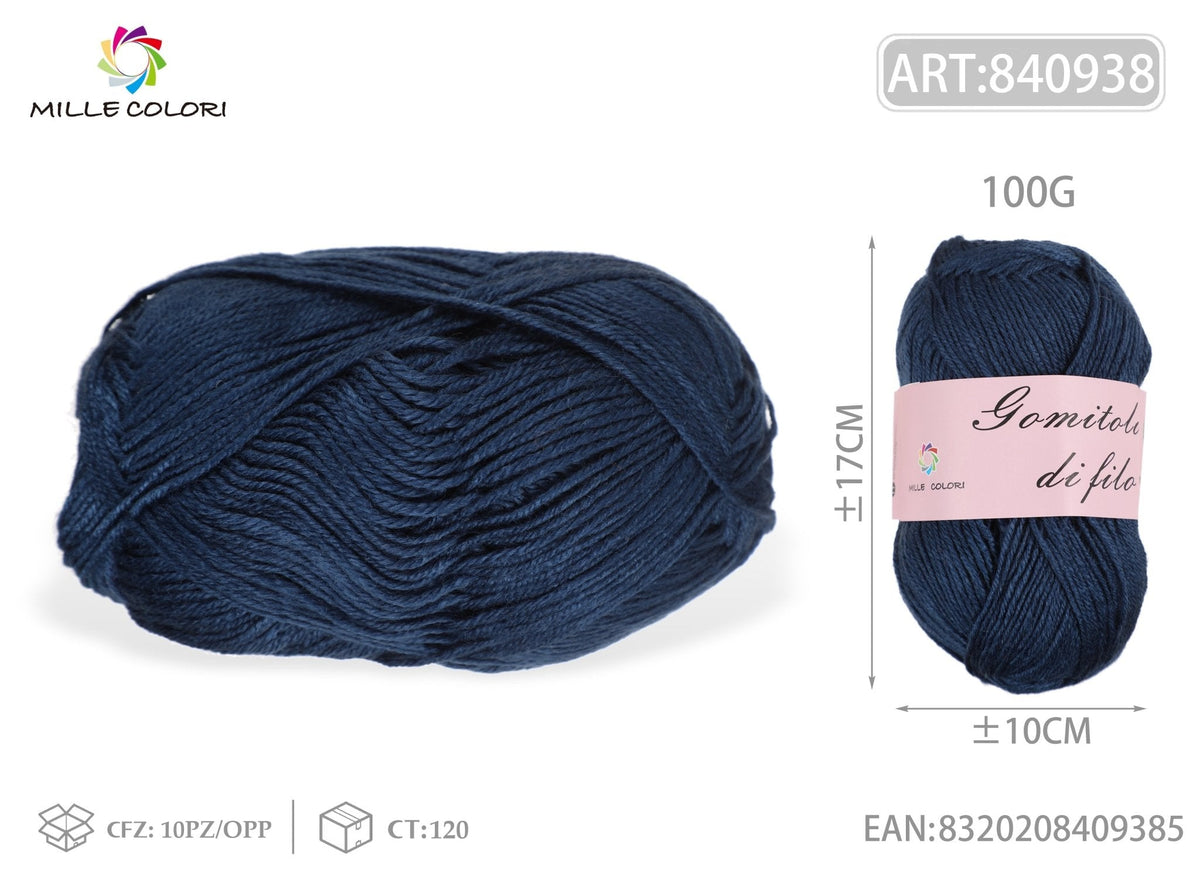 Blu navy – Gomitolo di Filo Grosso 100 g – Tutti i Colori – Immagine 2 di 2