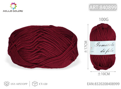 Bordeaux – Gomitolo di Filo Fine 100 g – Tutti i Colori – Immagine 2 di 2