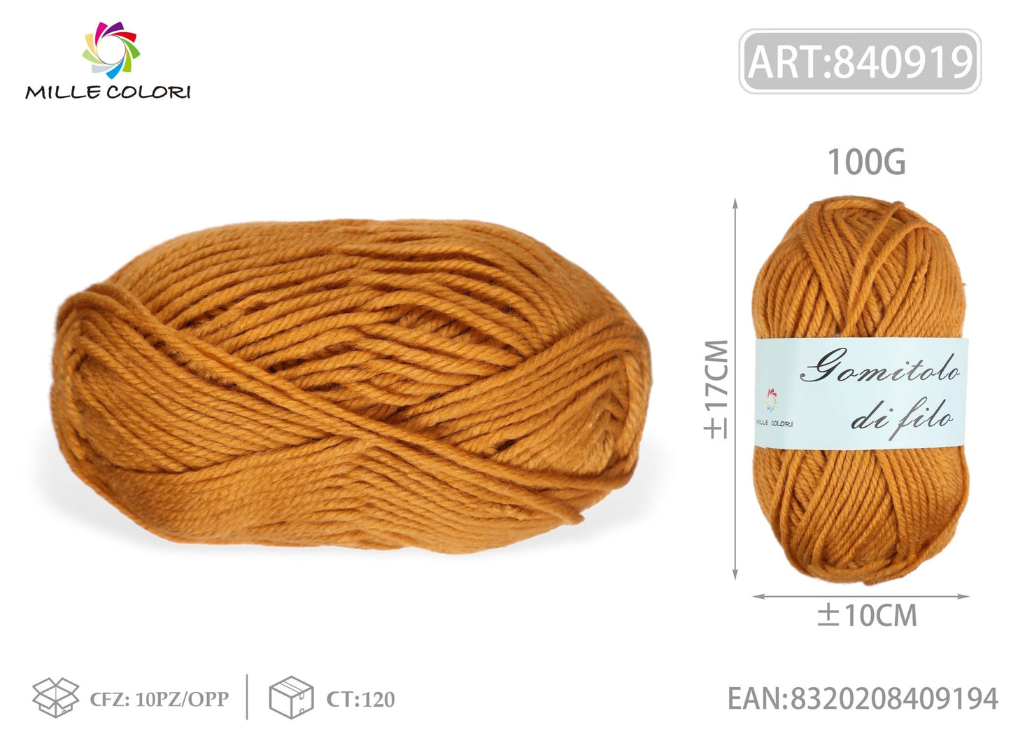 GOMITOLO DI FILO 100G FINE Caramello - WE MAKE DIY - MILLE COLORI