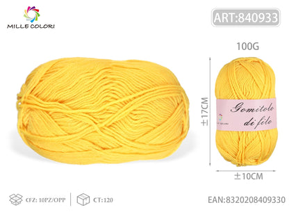Giallo – Gomitolo di Filo Fine 100 g – Tutti i Colori – Immagine 1 di 2
