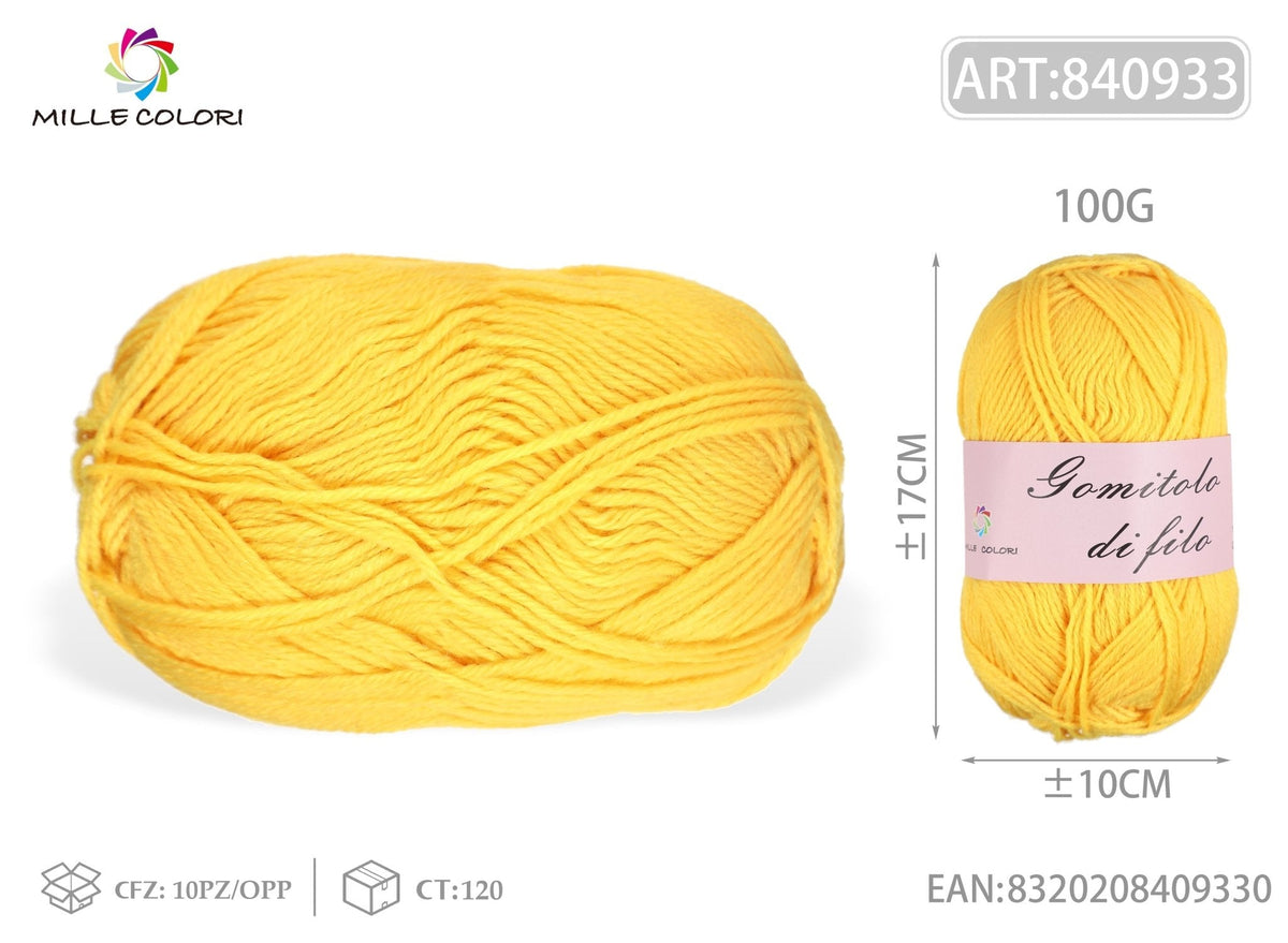Giallo – Gomitolo di Filo Grosso 100 g – Tutti i Colori – Immagine 2 di 2
