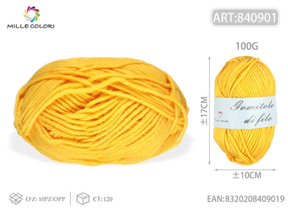 Giallo – Gomitolo di Filo Fine 100 g – Tutti i Colori – Immagine 2 di 2