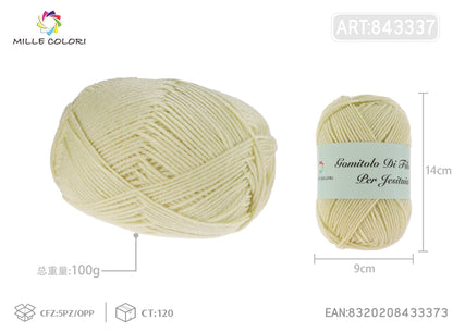 Giallo Pastello – Gomitolo di Filo Fine 100 g – Tutti i Colori – Immagine 1 di 2