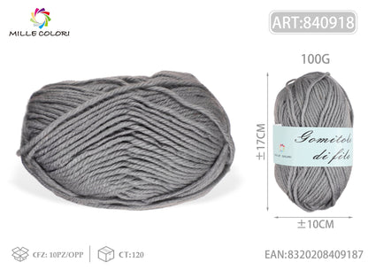 Grigio – Gomitolo di Filo Grosso 100 g – Tutti i Colori – Immagine 1 di 2