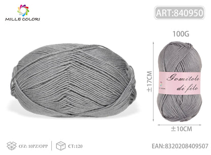 Grigio – Gomitolo di Filo Fine 100 g – Tutti i Colori – Immagine 1 di 2