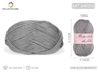 Grigio – Gomitolo di Filo Grosso 100 g – Tutti i Colori – Immagine 2 di 2