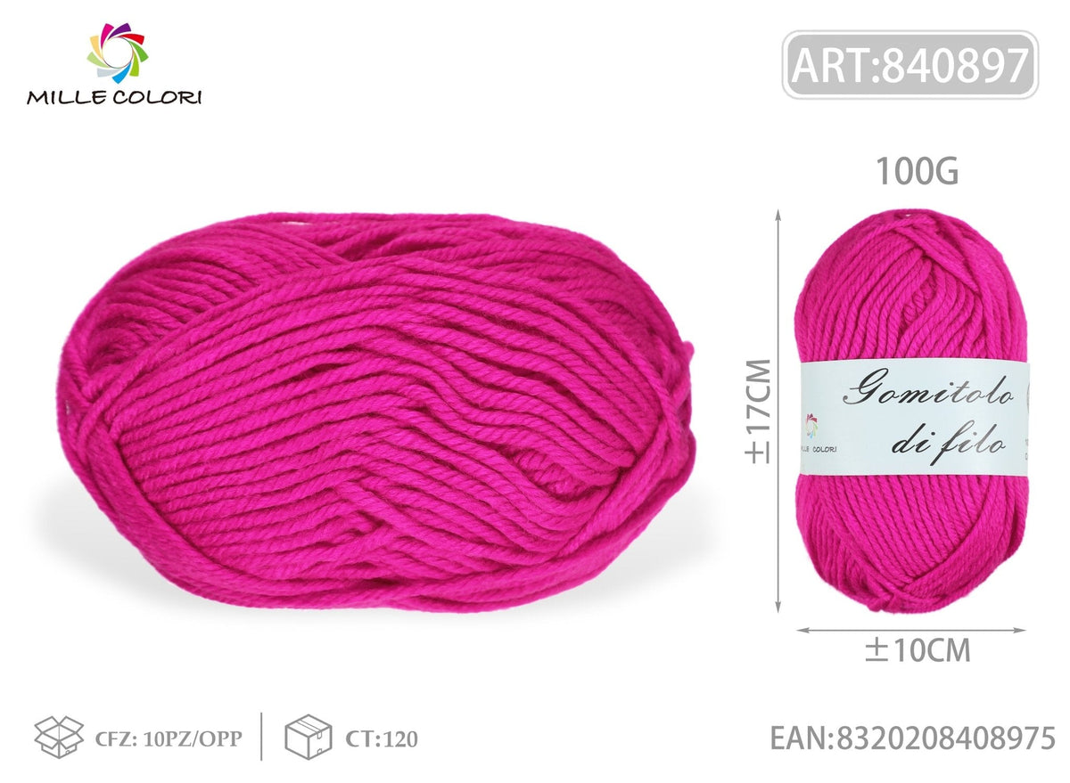 Magenta – Gomitolo di Filo Fine 100 g – Tutti i Colori – Immagine 2 di 2