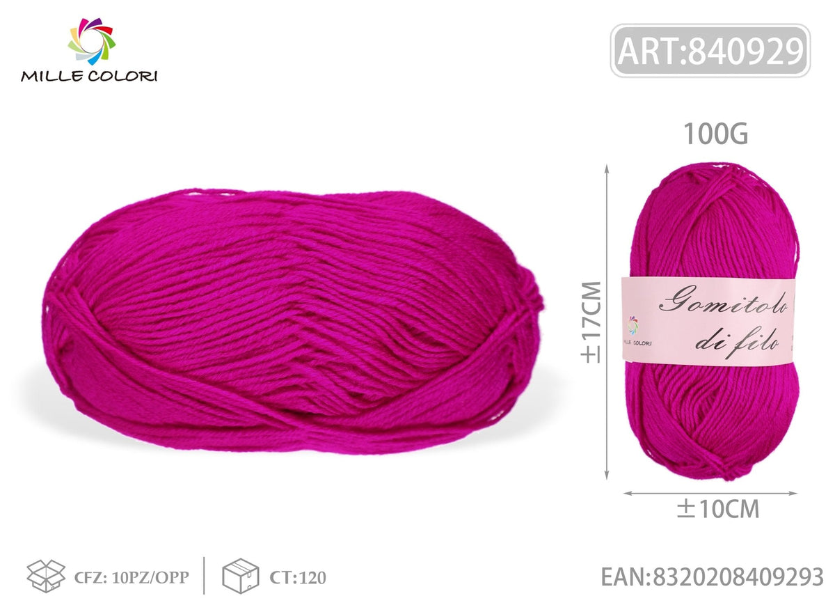Magenta – Gomitolo di Filo Grosso 100 g – Tutti i Colori – Immagine 2 di 2
