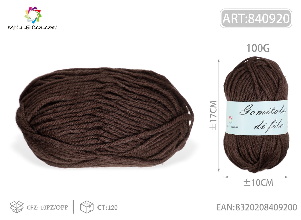 Marrone – Gomitolo di Filo Fine 100 g – Tutti i Colori – Immagine 2 di 2