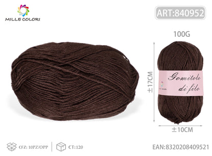 Marrone – Gomitolo di Filo Fine 100 g – Tutti i Colori – Immagine 1 di 2